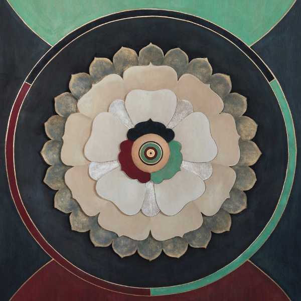 Aline Marion The Three Doshas, Painting on Wood Carving