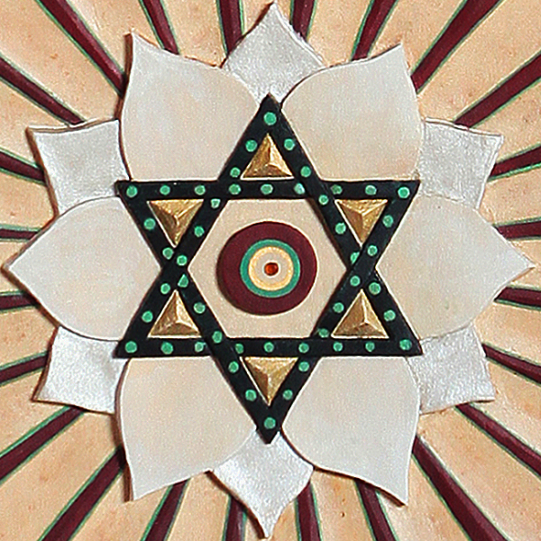 Aline Marion The Unfolding of Creation, Painting on Wood Carving